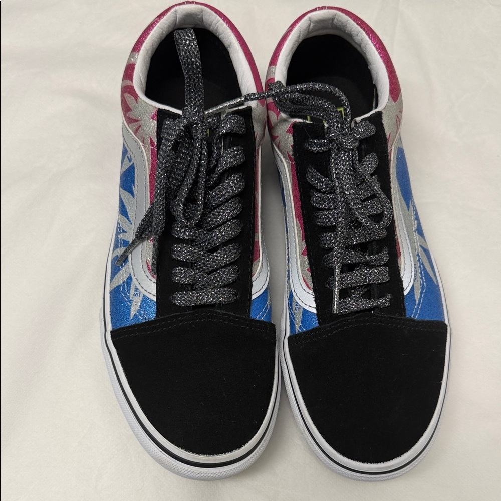 Vans Low Top Sneakers - Black, Blue & Pink Accents